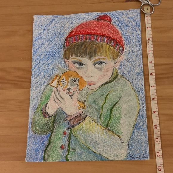Watercoir Painting Portrait of Boy and Pup. - Picture 10 of 14